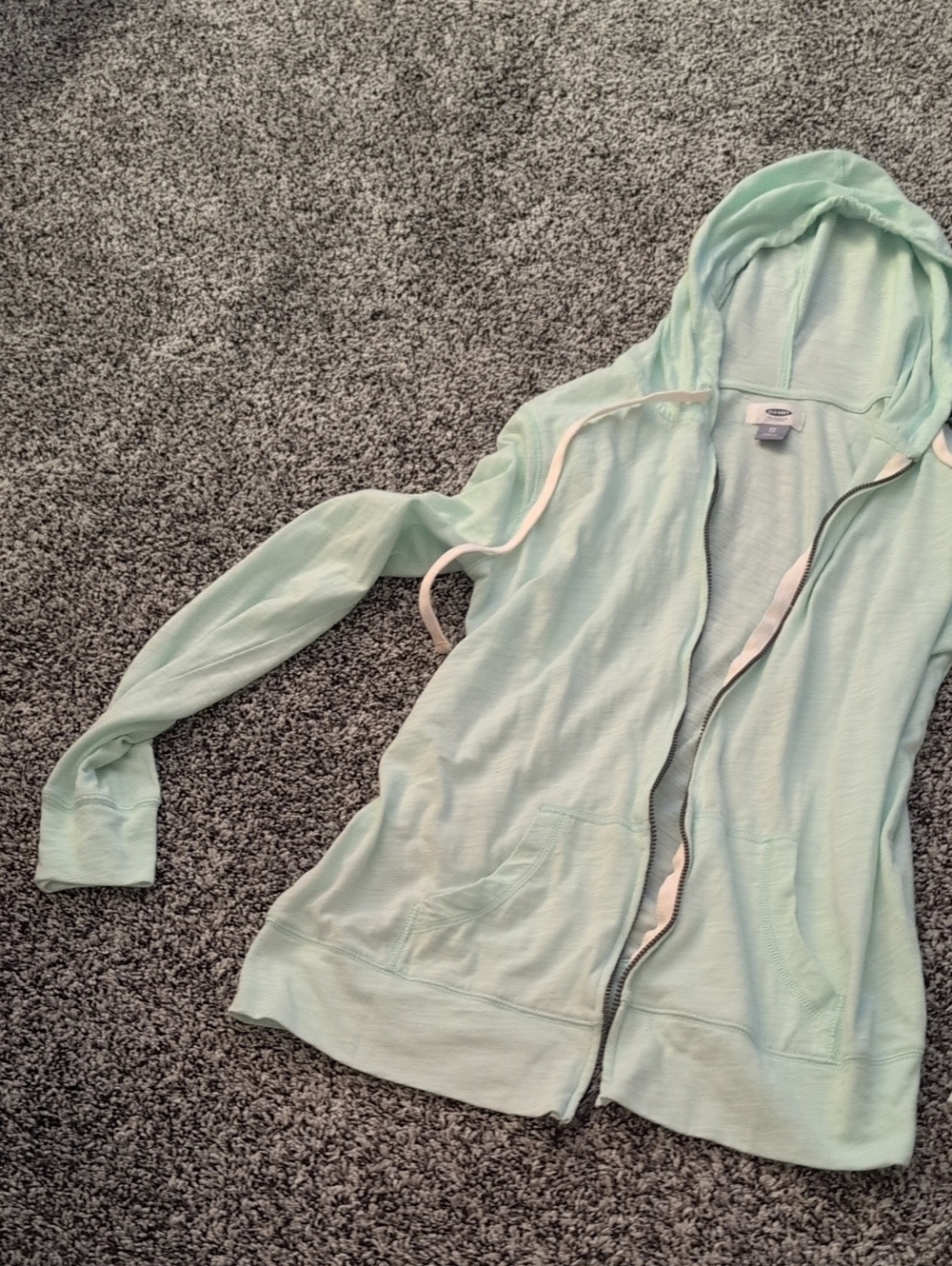 Old Navy Light Mint Hooded Zip-Up Sweatshirt